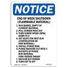 Signmission Safety Sign, OSHA Notice, 5" Height, End Of Week Shutdown (Flammable Sign, Portrait OS-NS-D-35-V-12040